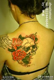 rygg färg vacker rygg ros tatuering mönster