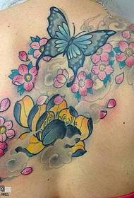 Modello di tatuaggio loto farfalla in polvere posteriore