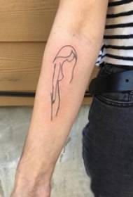 Minimalistinen rivi tatuointi uroshahmo musta mies tatuointi kuva