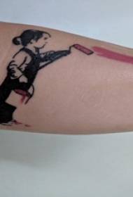 Tetování kreslená postavička chlapce na paže linie a obrázek tetování postavy