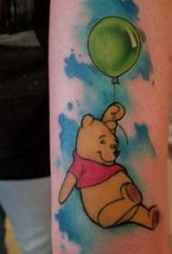 Tatuiruotės animacinių filmų mergina su rankomis ant baliono ir Mikio Pūkuotuko tatuiruotės paveikslėlis