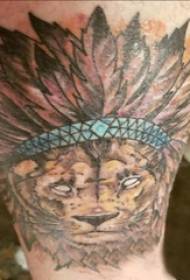 Lion King Tattoo Male Arms Feather and Lion King Tattoo Picture