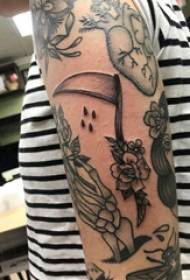 Arm tattoo material, male flower, flower and sickle tattoo picture