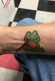 Cartún buachaill chartúin Tattoo ar phictiúr daite chartúin tattoo frog