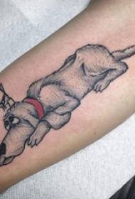 ເດັກນັກຮຽນກາຕູນ Tattoo ທີ່ມີ puppy ສີໃນຮູບ tattoo