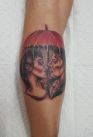 Креативная пара татуировка студента оружия на цветном изображении татуировки пара