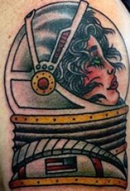 Astronauts, tetovējums, vīriešu, ass, dzeršana uz vietas, krāsains, astronaut, tetovējums, picture