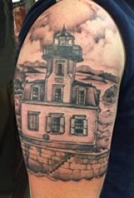 Ndërtimi i tatuazhit, krahu i djalit, fotografia e tatuazheve në ndërtim