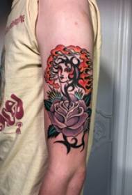 Tatuagem de beleza, braço de menino, imagens de tatuagem de beleza e plantas