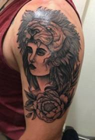 Patrón de tatuaxe de personaxe feminino icono de tatuaxe de brazo estudante feminino