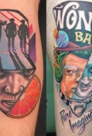 Watak potret tatu watak lelaki pada gambar tato potret orang berwarna