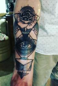 Sy dhe tatuazh model lule shkollë djalë krah krah dhe foto tatuazh lule
