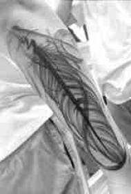 Rankos tatuiruotės medžiaga, vyriškos plunksnos, juodos plunksnos tatuiruotės paveikslėlis