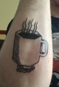 ذراع الصبي نمط الوشم القهوة على صورة رمادية سوداء القهوة الوشم
