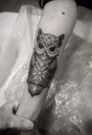 Lámh tattoo lámh buachaill pictiúr ar phictiúr tatú dubh owl