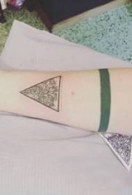 Triangle tattoo illustration girl arm on plant and triangle tattoo picture