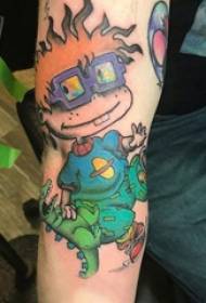 Tatuaggio di cartoon maschile di dinosauro braccia studiente è di carattere di tatuaggio di caratteri cartoon