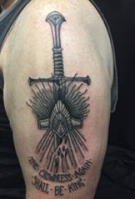 Tatŵ dagr Ewropeaidd ac Americanaidd patrwm tatŵ dagr braich myfyriwr gwrywaidd