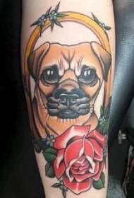 小狗紋身圖片男孩的手臂上的小狗紋身彩色圖片