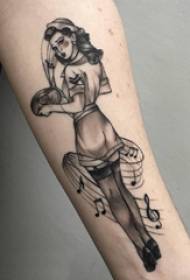 Girl character tattoo pattern girl girl black gray girl character tattoo picture