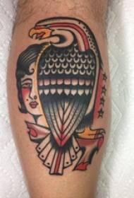 Orao orao i žena tetovaža uzorak šaka na slici orla i žene tetovaža