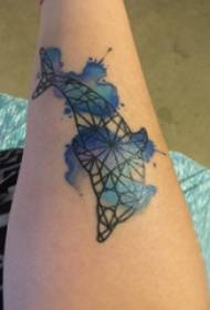 Colorful animal tattoo on male arm colored geometric dolphin tattoo picture on arm