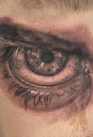 Eye tattoo, sketching eye tattoo picture on boy's arm