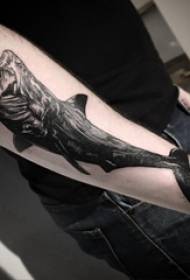 Baile dierlijke tattoo mannelijke student arm op zwarte haai tattoo foto