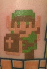 Pixel Style Tattoo Moški Znak orožja Cartoon Character Tattoo Slika