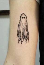 Patró de tatuatge fantasma, dibuix animat masculí, tatuatge fantasma en braç negre