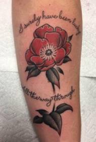 Gambar tato tanaman, lengan pria, bahasa Inggris dan tato bunga