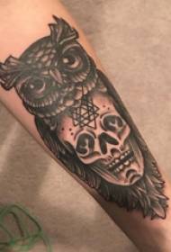 ອຸປະກອນການສັກລາຍແຂນ, ແຂນຜູ້ຊາຍ, ຮູບຮັກສາຫຼັງຂີ້ແຮ້ແລະ owl tattoo