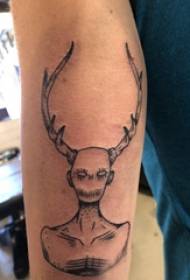 Linie tetování ilustrace chlapce paže na obrázek černé monstrum tetování