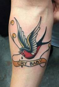 Matériel de tatouage de bras, bras masculin, images de tatouage anglais et d'oiseau