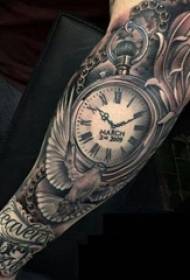 Tattoo timepiece ბიჭის მკლავი შავი ნაცრისფერი tattoo საათის მოდის ყვავილების მკლავის tattoo სურათის შესახებ