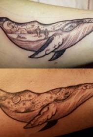 Tatuaje de ballena, brazo, brazo, línea simple, tatuaxe, ballena