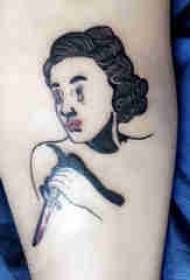 Pola awéwé pola tattoo gadis panangan sketsa tattoo karakter potret tattoo gambar
