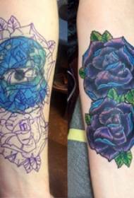 Tattoo pattern flower girl's arm on color gradient tattoo rose tattoo picture