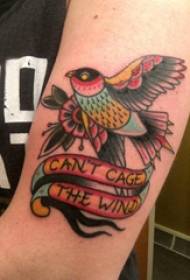 Gadis burung tato pada gambar tato lengan burung