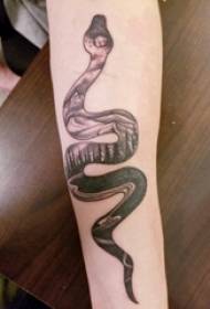 Тату змея с рисунком руки девушки
