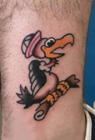 Tattoo-tekenprent-skoolseun met gekleurde tekenprent kale arend-tatoo-prent