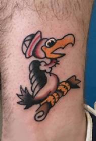 Ragazzo di scuola del fumetto del tatuaggio con l'immagine colorata del tatuaggio dell'aquila calva del fumetto