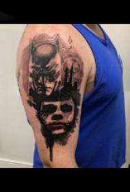 Lengan siswa pria tato horor pada gambar tato horor