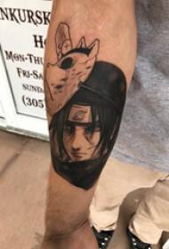 Handleggur Naruto húðflúrbarns á grímu og húðflúrmynd af teiknimyndapersónu