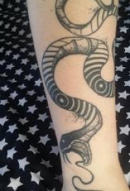 Braç de la noia del tatuatge d'un animal Baile en una imatge feroç del tatuatge de la serp