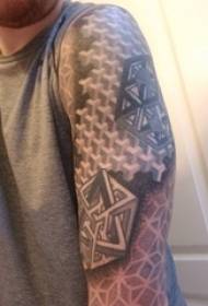 Geometresch Tattoo Muster geometresch Tattoobild vu männlech grau op gro