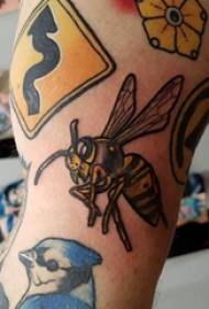 Moška študentska roka Baile živalske tetovaže na barvni sliki tetovaže čebel