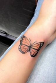 百樂動物紋身女孩蝴蝶在有色蝴蝶紋身圖片上