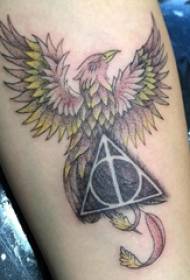 Tattoo Fire Phoenix Boys Arms на триъгълник и снимка на татуировка Phoenix