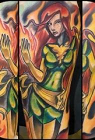 Maschera del tatuaggio del personaggio dei cartoni animati del braccio dello studente maschio del personaggio dei cartoni animati del tatuaggio